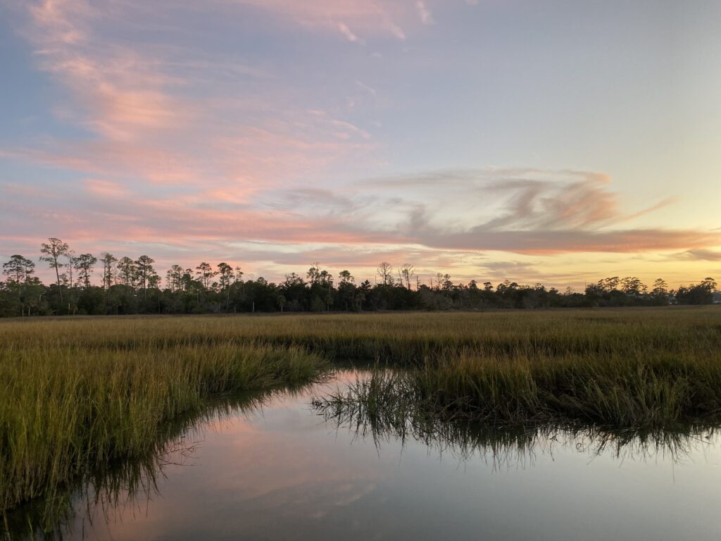 Wilmington Island, Georgia creek at sunset