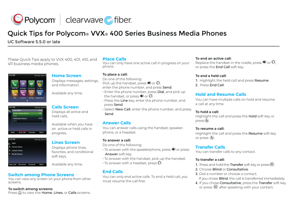 Preview of Polycom VVX 400 Document